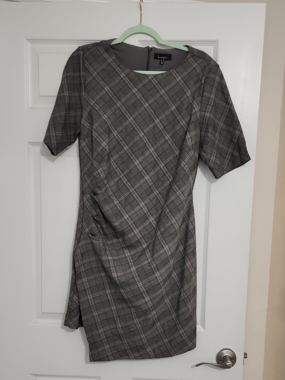 Nicole Miller Gray Plaid Mini Dress